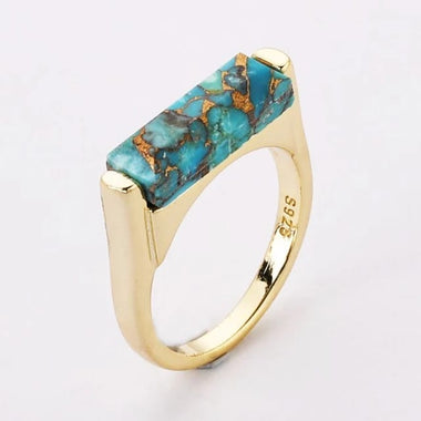 TURQUOISE GOLD PLATED SILVERV 925 LUXURY RING + Free organza bag