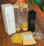 Bamboo Healing Crystal Glass Water Bottle (mixt chips) + FREE Gift [200g Citrine Crystals Chips]