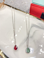 Elegant Green Aventurine Crystal Necklace Silver Chain 925 - Strength & Harmony/ Variant Red agate + Free luxury box
