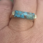 TURQUOISE GOLD PLATED SILVERV 925 LUXURY RING + Free organza bag