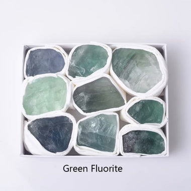 Raw Green Fluorite Healing Stone Gift Box