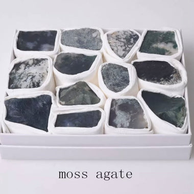 Raw Moss Agate Healing Stone Gift Box