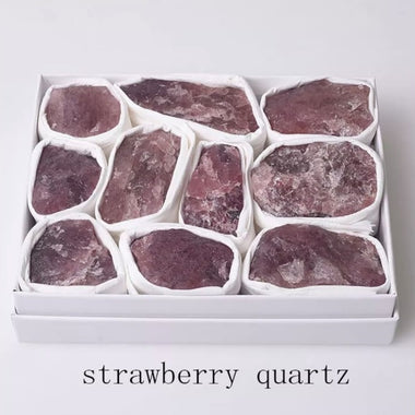 Raw Strawberry Quartz Healing Stone Gift Box