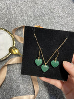 Black Agate Gold Plated Gem Necklace Set luxury gift box / Style DB2(variants green aventurine, rose quartz)